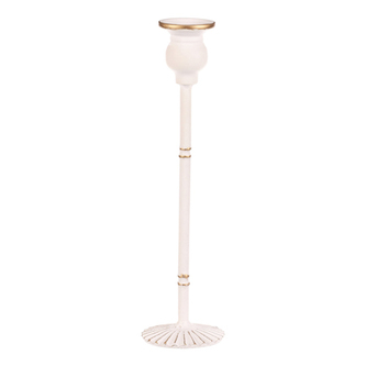 Svícen kovový - 30 cm, na kónickou svíčku, bílý