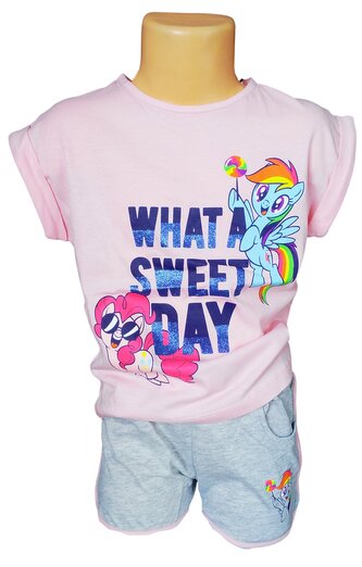 Dívčí letní set MY LITTLE PONY se šortkami, růžovošedá, velikost: 98