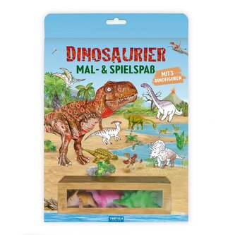 TRÖTSCH - Malbuch Dinosaurier Mal- und Spielspaß S1 Malbuch mit Spielzeug| Ab 3 Jahren