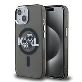 Karl Lagerfeld IML Glitter Karl and Choupette Sketch MagSafe Zadní Kryt pro iPhone 15 Black