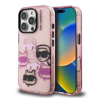 Karl Lagerfeld IML Multi K&CH Heads Zadní Kryt pro iPhone 16 Pro Pink