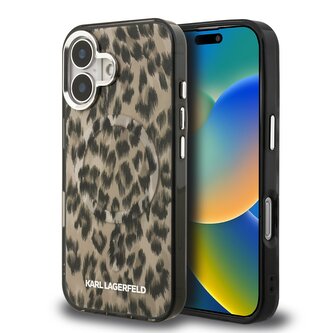 Karl Lagerfeld IML Leopard MagSafe Zadní Kryt pro iPhone 16 Brown