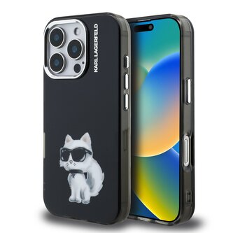 Karl Lagerfeld IML Aquarelle Choupette Zadní Kryt pro iPhone 16 Pro Black