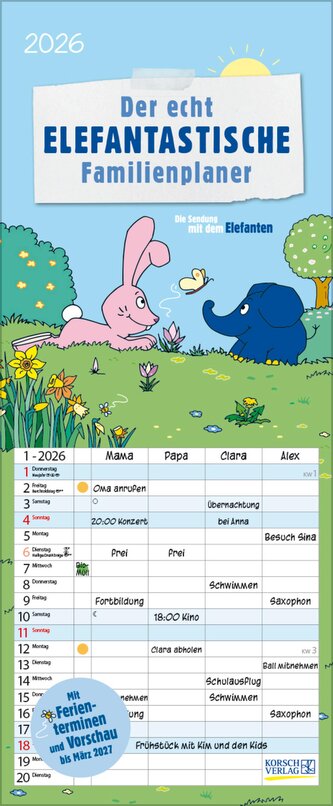 Der echt elefantastische Familienplaner 2026