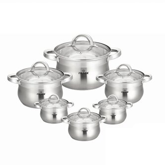 Sada nerezových hrnců 12 ks se skleněnými poklicemi