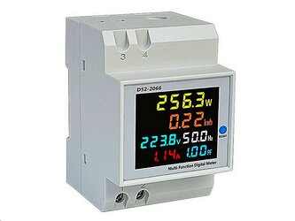 Wattmetr a měřič spotřeby elektrické energie na DIN lištu D52-2066 40-300VAC,100A Wattmetr a měřič spotřeby elektrické energie na DIN lištu D52-2066 40-300VAC,100A