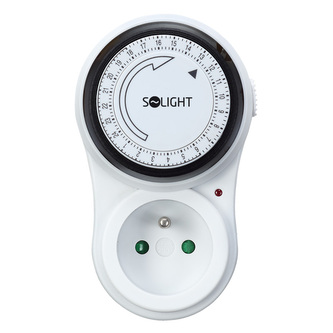 Solight časový spínač mechanický, denní 24 h., interval 15 min, vypínač