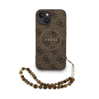 Guess PU Leather 4G Colored Ring Strap MagSafe Zadní Kryt pro iPhone 15 Brown