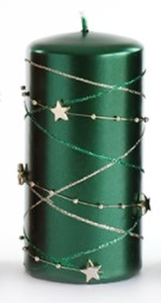 Świeca GIRLANDA walec mały 7xh10cm zielona