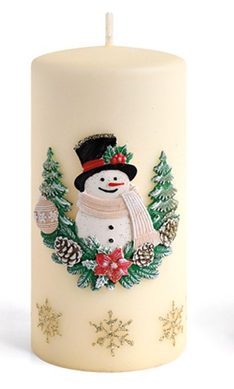 Świeca BAŁWANEK walec mały 7xh10cm kremowa parafinowa