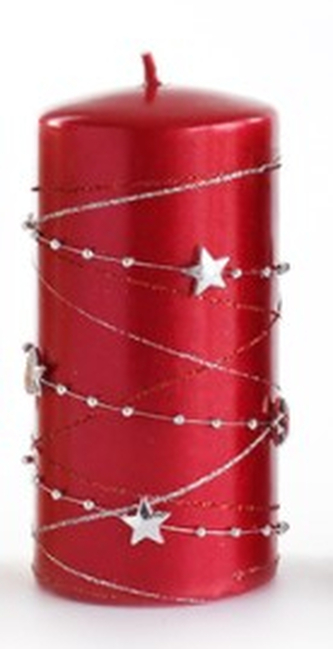 Świeca GIRLANDA walec mały 7xh10cmczerwona