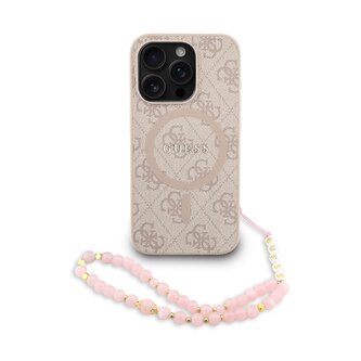 Guess PU Leather 4G Colored Ring Strap MagSafe Zadní Kryt pro iPhone 15 Pro Max Pink