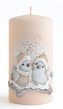Świeca PTASZEK KAROLEK walec średni 10x14cm parafinowa piaskowa