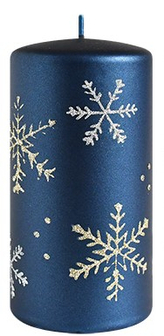 Świeca FROST walec duży 7xh17,5cm parafinowa granatowa