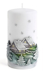 Świeca ZIMOWY DOMEK Walec średni 7x14cm biała