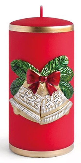 Świeca DZWONKI ŚWIĄTECZNE Walec średni 7x14cm czerwona