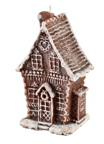 Świeca CHATKA PIERNIKOWA z brokatem mała 8,5x14cm parafinowa brązowa