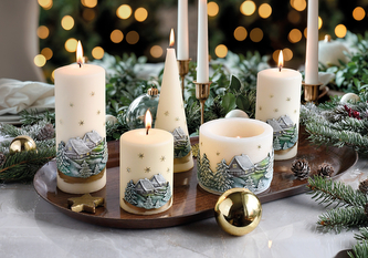 Świeca ZIMOWY DOMEK Lampion 8x10cmbiały