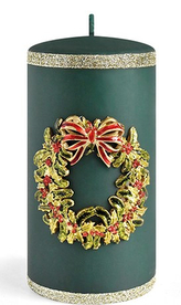 Świeca WIANEK walec duży 7xh17,5cm parafinowa zielona