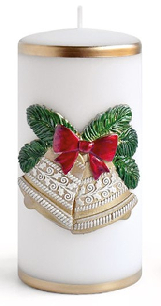 Świeca DZWONKI ŚWIĄTECZNE Walec mały 7x10cm biała