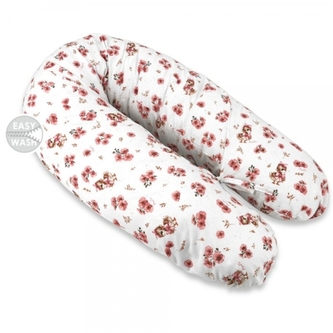 Kojící polštář/relaxační poduška, bavlna, 185 cm, Kačenky - bílá, pudrově růžová