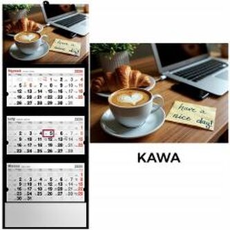 Kalendarz 2026 trójdzielny kawa