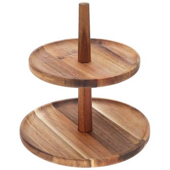 EXCELLENT HOUSEWARE Etažér dvoupatrový 23 cm Akát KO-210001360