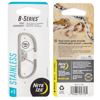Nerezová dvoukomorová karabina Nite Ize B-Series™ Dual Carabiner #3