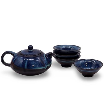 Keramická čajová souprava - Modrá