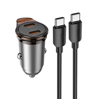 CL adaptér HOCO NZ16B, 2x USB C, kabel USB C na USB C, PD 45W, barva šedá