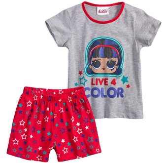 Dívčí pyžamo L.O.L. live 4 color krátké, šedočervená, velikost: 134