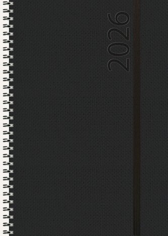 Buchkalender Wochentimer Spirale schwarz 2026
