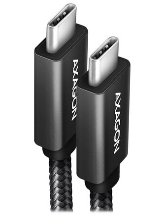 AXAGON datový a nabíjecí kabel USB-C na USB-C / USB3.2 Gen 2 / 5A / PD 100W / opletený / 0,5m / černý