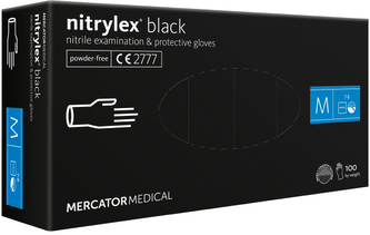 Jednorázové nitrilové zdravotnické rukavice Mercator Medical NITRYLEX černé 100 ks Velikost: XS