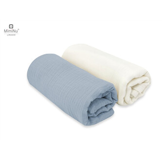 KIECZMERSKI Pieluszki 80x80 +/- 3 cm MUŚLIN BAWEŁNIANY bawełna 100% śmietanka/jeans 2-pak