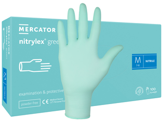 Jednorázové nitrilové zdravotnické rukavice Mercator NITRYLEX zelené 100 ks Velikost: XS