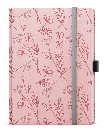 Týdenní diář 2026 Prokop Vivella extra B6 pastelově růžová Kvítí
