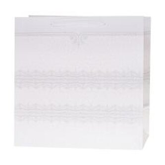Torebka Lux 37x37x20cm brokat biała ROZETTE