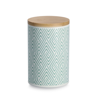 ZELLER Kovová dóza s bambusovým víkem 1l, mint 10,5x16,5cm