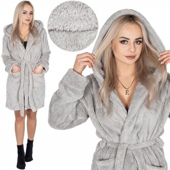 Dámský župan L/XL SPRINGOS LUNA světle šedý