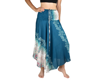 Sukně NAJWA, tyrkysová, květy, květ v pase