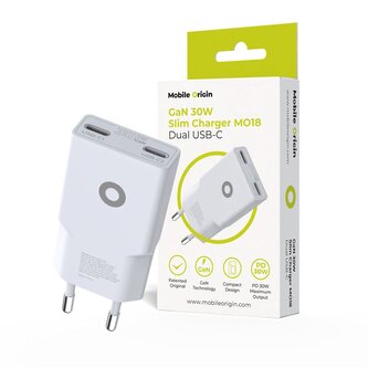 Mobile Origin GaN 30W Slim Charger TÜV, MO18 - Dual USB-C