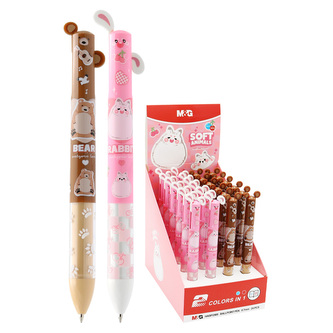 Pero kuličkové M&G 0,7 mm Soft Animals 2-barevné (modrá a červená náplň)