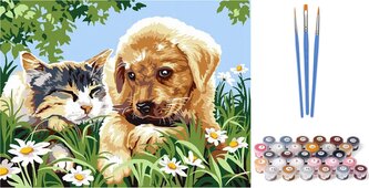 NORIMPEX Malování podle čísel: Roztomilí kamarádi, plátno na rámu 40x50 cm