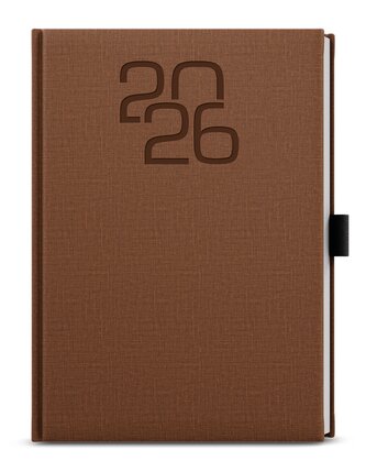 Týdenní diář 2026 - Oskar - Fabric - A5 - hnědá