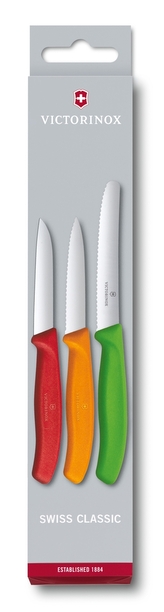 sada nožů 3ks SwissClassic Victorin. (1žlutý, 1oranž, 1modrý), NR/plast