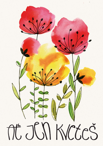 Přáníčko BeBechy - A6 - bílé - Ať kveteš