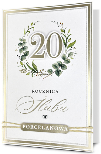 Karnet B6 20 rocznica ślubu, wianek HM200-3403