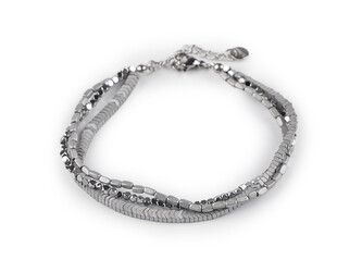 Náramek z hematitu trojitý - 1 ks - 1 stříbrná