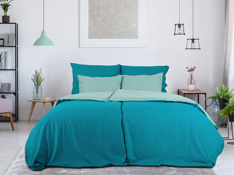 B.E.S. - Petrovice, s.r.o. Povlečení BAVLNA Double face hotelový uzávěr - Tyrkys/Olivová Rozměr: 200 x 220 + 2x 70 x 90